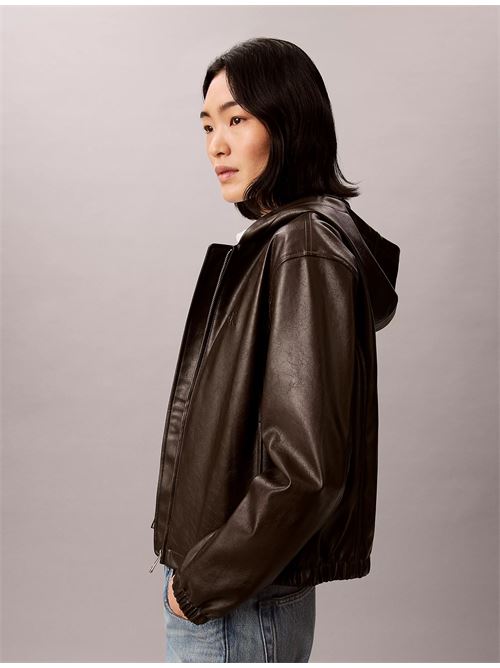 cropped hooded faux leather jack CALVIN KLEIN JEANS | LV047G516GTO2